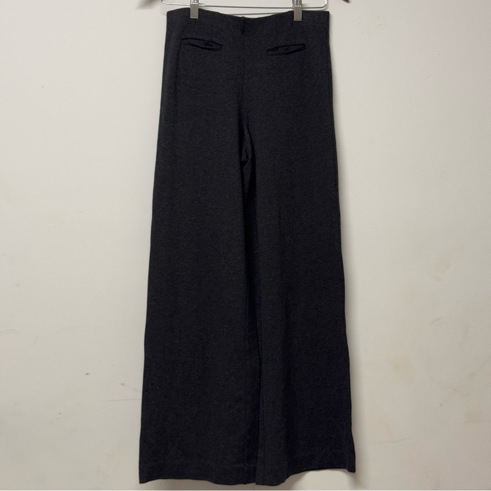 J. Jill Dark Heathered Gray Ponte Knit Pants Stretch Pull On Elastic Wide Leg XS